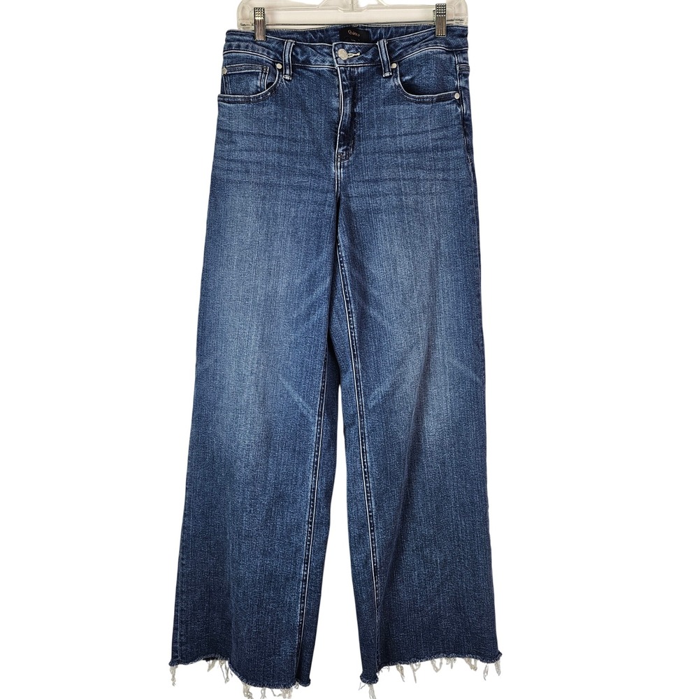 Quince Bella Stretch Wide Leg Jeans Twilight Blue Fray Organic Cotton Size 32
